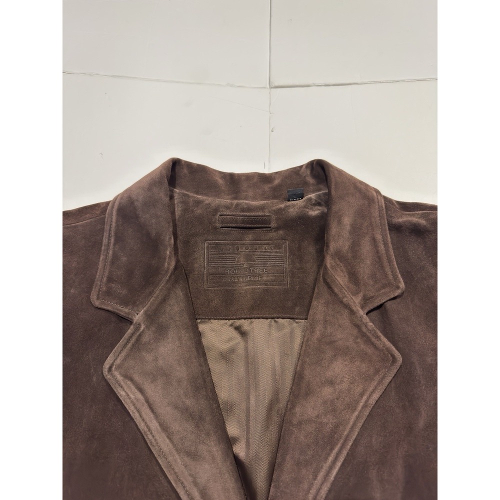 Roundtree & Yorke Mens Long Brown Suede Leather Jacket Coat Trench Size XXL City - Picture 5 of 15